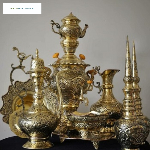 خرید، قیمت و مشخصات سرویس سماور برنجی دکوری 3.5 لیتری با قلمزنی عالی و درجه یک و روکش کوره ای | هنرظریف