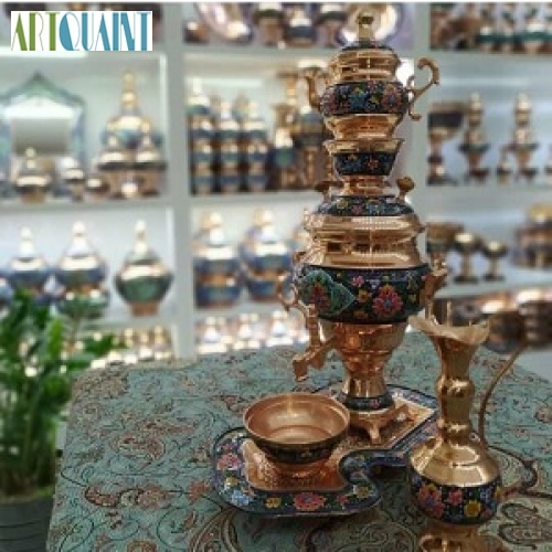 خرید، قیمت و مشخصات سرویس سماور 5 پارچه مس و پرداز با کیفیت ممتازبا روکش پلی استر و رنگ ماندگار | هنرظریف