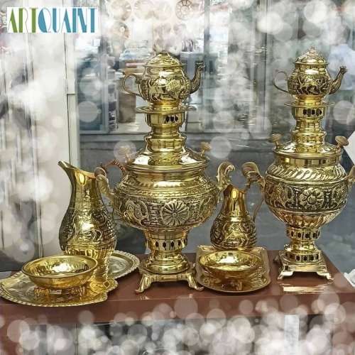 خرید، قیمت و مشخصات سماور زغالی برنجی 6 لیتری با کیفیت و با ورق ضخیم، زیر قیمت بازار | هنرظریف