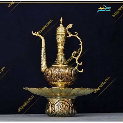 خرید، قیمت و مشخصات آفتابه لگن برنجی دست ساز با قلمزنی اعلاء، طرح اسلیمی، زیر قیمت بازار | هنرظریف