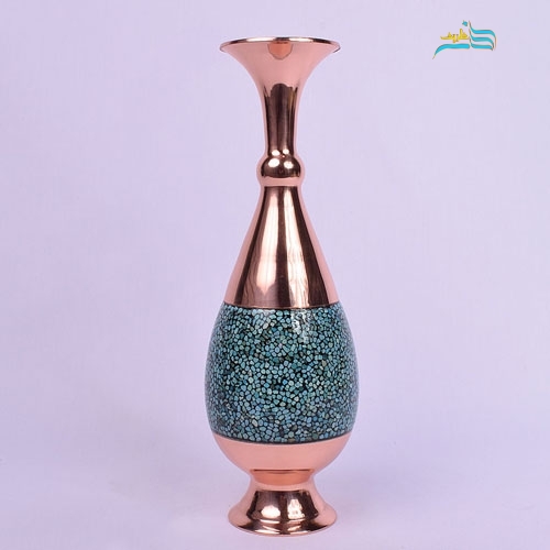 خرید، قیمت و مشخصات گلدان صراحی 30 فیروزه کوبی، فیروزه اصل نیشابور با روکش پلی استر | هنرظریف
