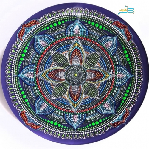 خرید، قیمت و مشخصات بشقاب شیشه ایی نقطه کوبی دیوارکوب گلبرگ تزیینی با رنگ ثابت و ضد آب | هنرظریف
