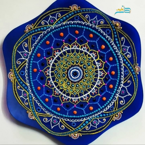 خرید، قیمت و مشخصات بشقاب شیشه ایی نقطه کوبی دیوارکوب طرح چشم نظر رنگ ثابت | هنرظریف