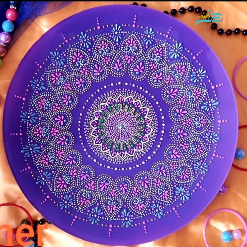خرید، قیمت و مشخصات بشقاب شیشه ایی نقطه کوبی دیوارکوب طرح قاصدک، قابل شستشو و ضد آب | هنرظریف