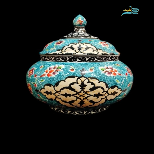 خرید، قیمت و مشخصات قندان مسی میناکاری (نقاشی دست) سنگین وزن کیفیت عالی | هنرظریف