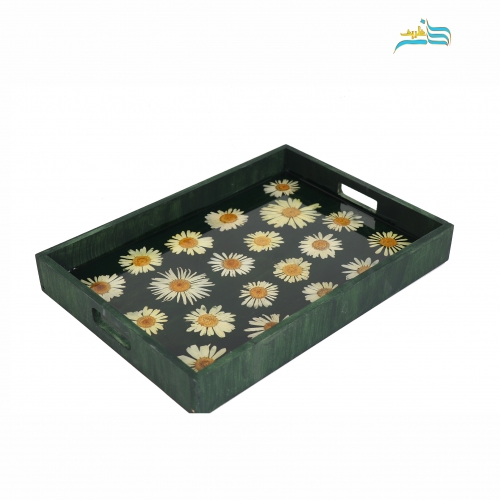 خرید ، قیمت و مشخصات سینی دژاوو طرح گل بابونه ، ساختع شده از مواد درجه 1 و با رنگ ثابت | هنرظریف