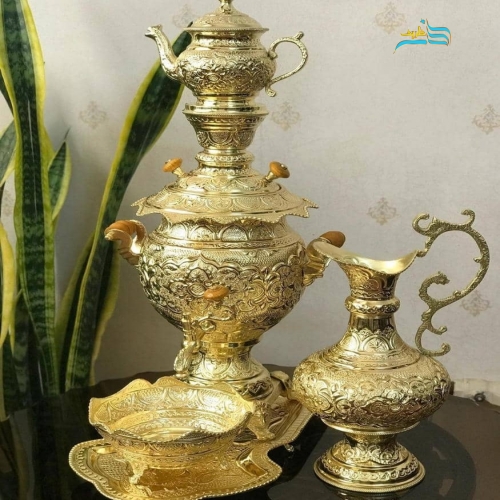 خرید، قیمت و مشخصات سماور برنجی زغالی قلمزنی 3.5 لیتری، سنگین وزن با رنگ ثابت | هنرظریف