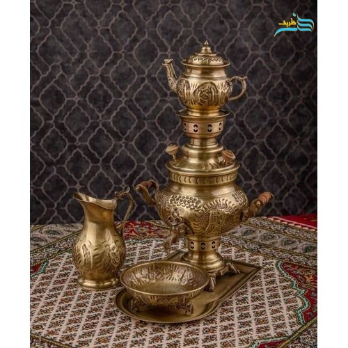 خرید، قیمت و مشخصات سرویس سماور زغالی برنجی 2 لیتری با روکش نانو، زیر قیمت بازار - هنرظریف