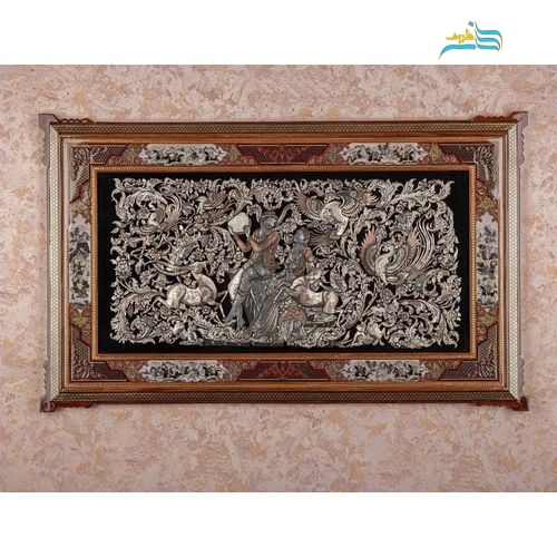 خرید، قیمت و مشخصات تابلوی قلمزنی مسی برجسته و پرکار در ابعاد 62 در 102 سانتیمتر به قیمت تولیدی - هنرظریف