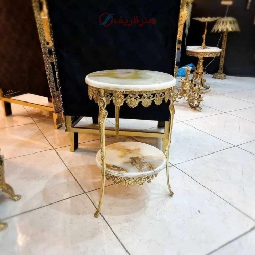 خرید، قیمت و مشخصات میز تلفن برنزی، مدل گل رز سنگ خور بسیار زیبا و شیک، برنز درجه 1، با ضمانت کیفیت کالا | هنرظریف