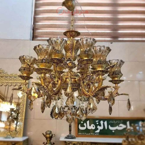 خرید، قیمت و مشخصات لوستر 6 شاخه روکش برنز با 12 لامپ، آلومینیوم درجه 1، ورق ضخیم، بسیار زیبا و شیک، باضمانت کیفیت | هنرظریف