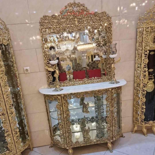 خرید، قیمت و مشخصات آینه کنسول برنجی، مدل گل سرخ، بسیار شیک و زیبا، با گارانتی 10 ساله، ورق ضخیم | هنرظریف