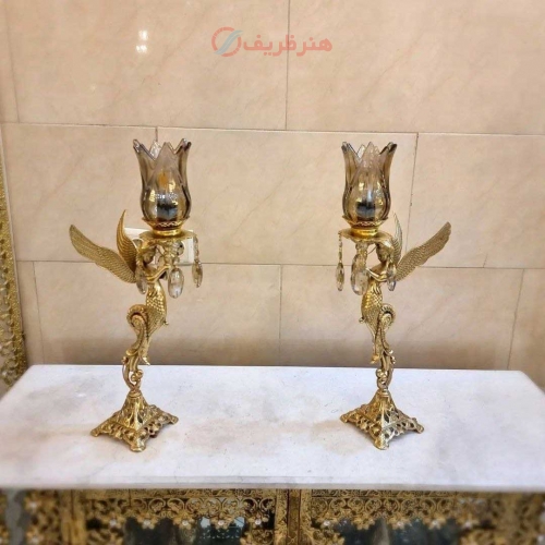 خرید، قیمت و مشخصات شمعدان برنزی، مدل ملائکه با تنوع لاله، برنز درجه 1، بسیار شیک و زیبا، با ضمانت کیفیت کار | هنرظریف