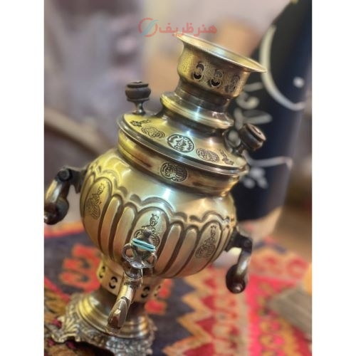 خرید آنلاین، سماور 1 لیتری زغالی طرح پخدار، دسته گوشواره، رنگ ثابت، ورق ضخیم با کیفیت | هنرظریف