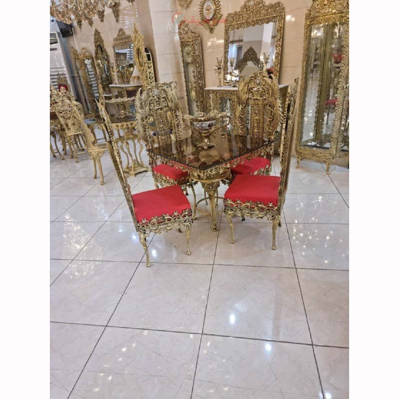 خرید قیمت و مشخصات میز نهارخوری روکش برنز با ضخامت بالا محصول اصفهان با رنگ ثابت و کیفیت درجه 1 | هنرظریف