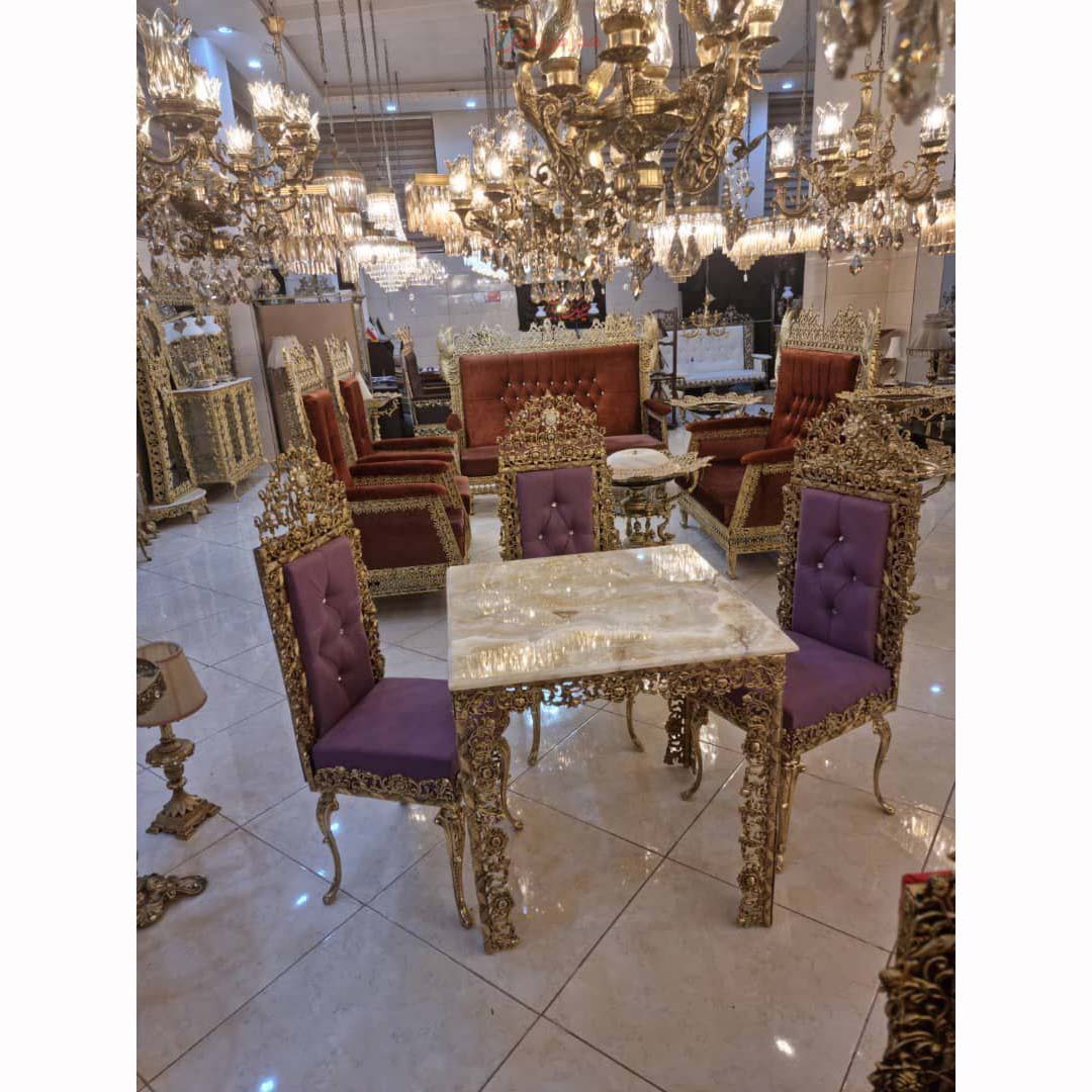 خرید قیمت و مشخصات میز نهارخوری ۴ نفره رنگ ثابت با کیفیت اعلاء و روکش برنز، ورق ضخیم و درجه یک و ماندگار، محصول اصفهان | هنرظریف