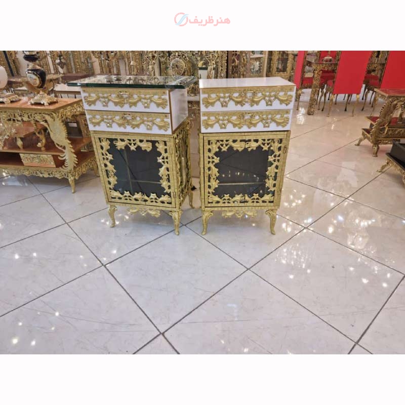 خرید، قیمت و مشخصات بوفه کوچک ویترینی روکش برنز رنگ ثابت و کیفیت درجه یک، محصول اصفهان | هنرظریف