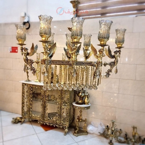 خرید، قیمت و مشخصات لوستر کانتر برنزی 8 شاخه کیفیت عالی و درجه یک زیر قیمت بازار - هنرظریف