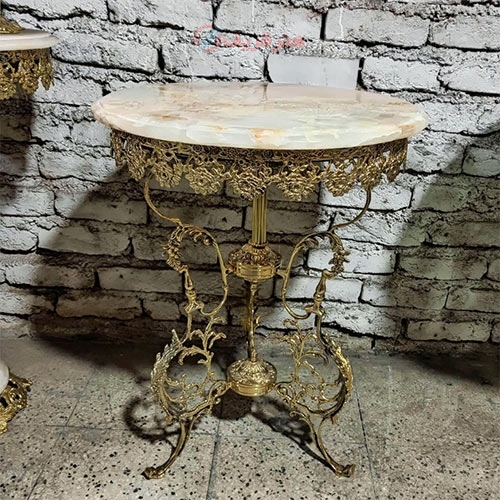 خرید، قیمت و مشخصات میز فرانسوی گل رز سه پایه، فوق العاده شیک با آبکاری درجه یک - هنرظریف