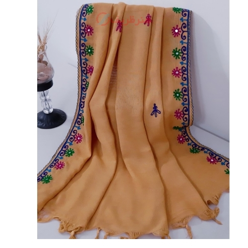 خرید، قیمت و مشخصات شال سوزندوزی اجرا شده با پارچه درجه یک و با کیفیت کد 002 و به قیمت تولیدی - هنرظریف