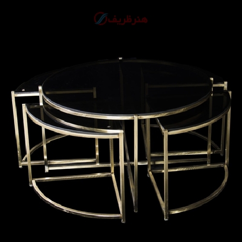 خرید، قیمت و مشخصات ست جلو مبلی عسلی بهار جنس پروفیل شیشه و رنگ آنتیک تعداد عسلی ها 4 عدد - هنرظریف