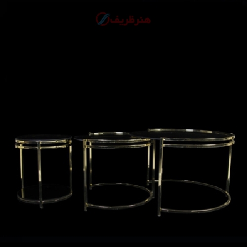 خرید، قیمت و مشخصات ست جلو مبلی و عسلی ونیزی جنس پروفیل و شیشه و رنگ طلایی - هنرظریف