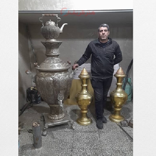 خرید، قیمت و مشخصات سماور 250 لیتری برنجی با قلم زنی کار دست طراحی خاص و کیفیتی - هنرظریف