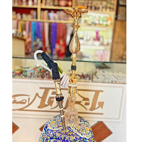 خرید، قیمت و مشخصات قلیان برنجی گلدان خاتم، لبی تمام استخوان طرح نگین، گارانتی 10 ساله ارزان و باکیفیت _ هنرظریف