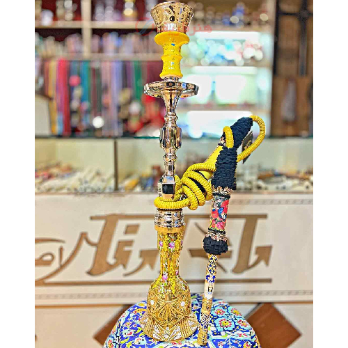 خرید، قیمت و مشخصات قلیان کامل یکمرتبه شش پر، شیشه تراش طرح مدرن گل و طلا ارزان و باکیفیت _ هنرظریف