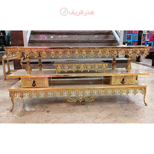 خرید، قیمت و مشخصات میز تلویزیون برنزی بسیار زیبا و شیک دارای رویه ام دی اف ارزان و باکیفیت _ هنرظریف