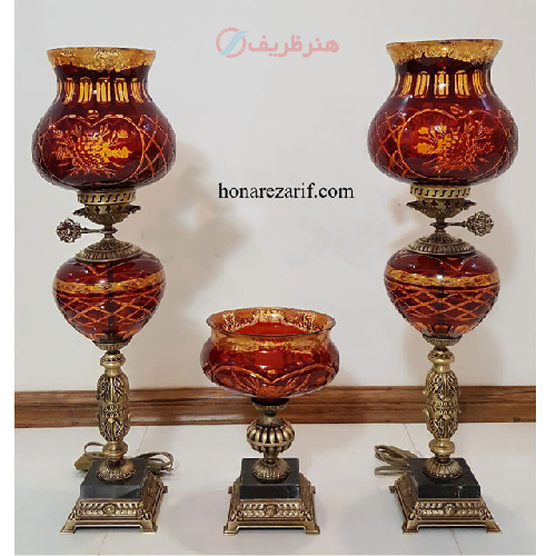 خرید، قیمت و مشخصات ست چراغ و شکلات خوری وارداتی تمام برنج آنتیک، ارزان و با کیفیت _ هنرظریف