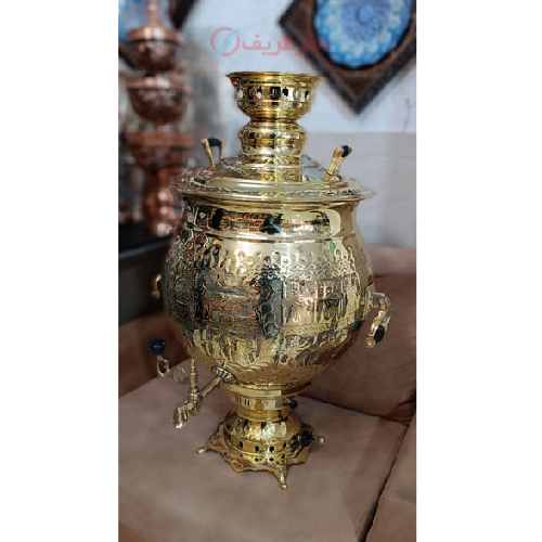 خرید، قیمت و مشخصات سماور گازی 50 لیتری برنجی، سنگین وزن با کیفیت عالی _ هنرظریف