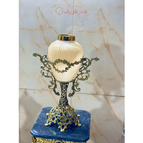 خرید، قیمت و مشخصات  گلدان رومیزی برنزی پایه توری سبز در دو رنگ_ هنرظریف