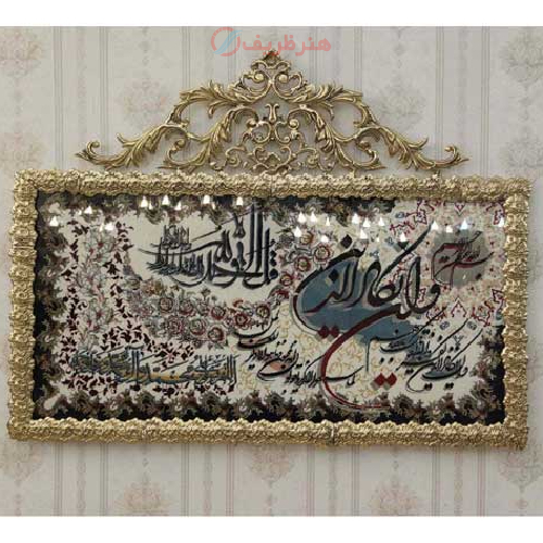خرید، قیمت و مشخصات تابلو فرش برنز و ان یکاد گل رز  سایز بزرگ  مدل تاج دار، خرید مستقیم از تولید کننده_ هنرظریف
