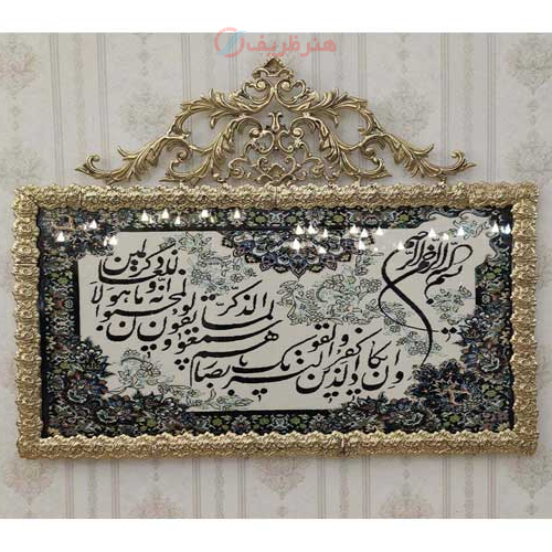 خرید، قیمت و مشخصات تابلو فرش برنز و ان یکاد گل رز برجسته سایز بزرگ تاج دار، شیک و مدرن_ هنرظریف