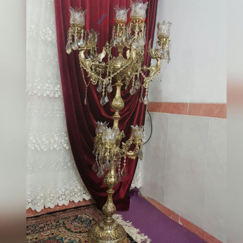 خرید، قیمت و مشخصات آباژور کنار سالنی برنزی، مدل دو پله؛ شیک و مدرن _ هنرظریف