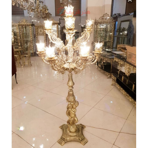خرید، قیمت و مشخصات آباژور کنار سالنی برنزی،مدل هشت شاخه دو پله؛ شیک و مدرن _ هنرظریف