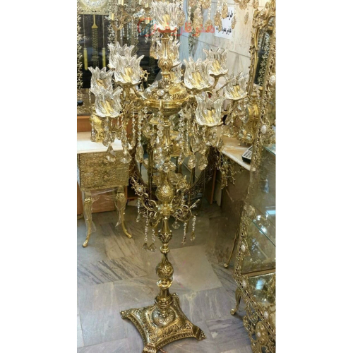 خرید، قیمت و مشخصات آباژور ایستاده برنزی، نه شاخه مدل لاله؛ شیک و مدرن _ هنرظریف