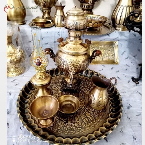 خرید آنلاین، سرویس 7 پارچه سماور ذغالی 1 لیتر، طرح هخامنشی بدون تغییر رنگ و بدنه با دوام، قلم کاری شده با ضمانت، زیر قیمت بازار | هنرظریف