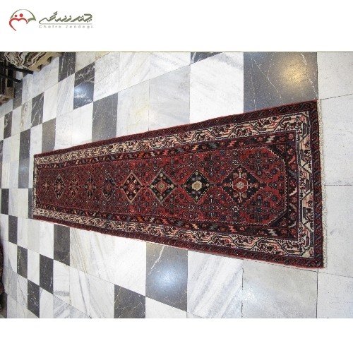 خرید آنلاین، فرش کناره یا راهرویی دستبافت همدان کد 39027 در طرح و نقشه شیک 9 ترنج، زیر قیمت بازار | هنرظریف