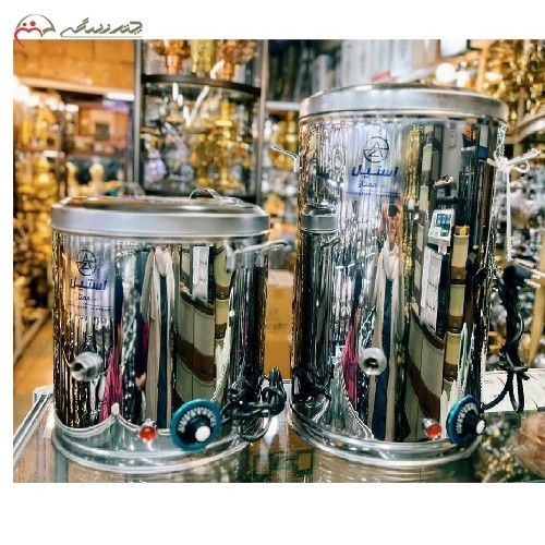 خرید آنلاین، سماور برقی 10، 20، 30 و 50 لیتری استیل 304 مدل ممتاز کد 114 با ترموستات های اتوماتیک و ضخامت بالا، زیر قیمت بازار | هنرظریف