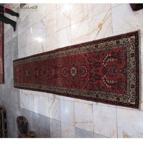 خرید آنلاین، کناره دستبافت همدان با زمینه لاکی و طرح لچک و ترنج کد 38981 بی نظیر، زیر قیمت بازار | هنرظریف