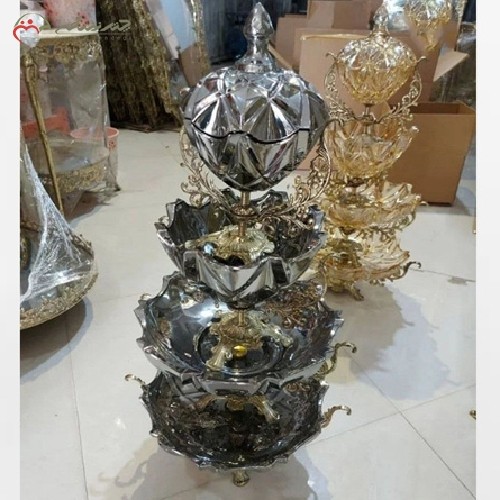 خرید آنلاین، ظروف آلیاژ چهار تکه میوه خوری شیرینی خوری آجیل خوری و شکلات خوری با کیفت اعلاء، به قیمت مناسب | هنرظریف