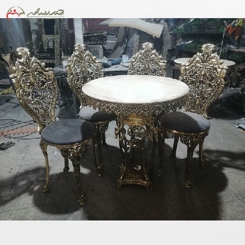 خرید آنلاین، میز ناهار خوری چهار نفره مدل سلطنتی رنگ پارچه به سلیقه مشتری، با کیفیت اعلاء، زیر قیمت بازار | هنرظریف
