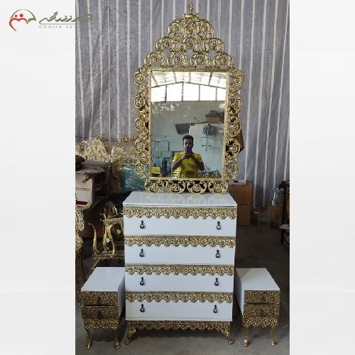 خرید آنلاین، درآور 4 کشو برنزی همراه با آینه و کشو های بغل، بسیار شیک و با کیفیت، زیر قیمت بازار | هنرظریف