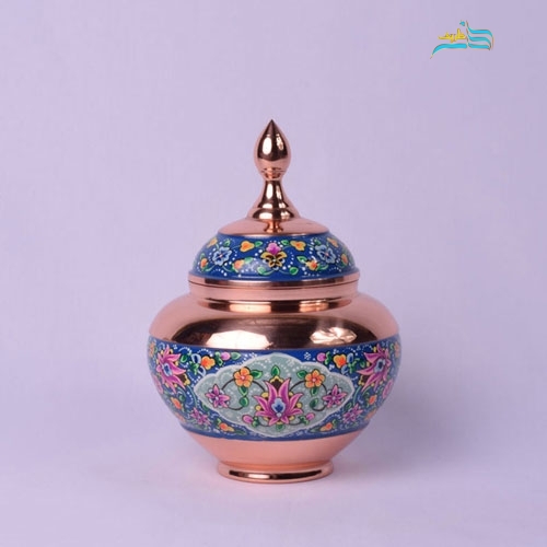 قندان سیبی بزرگ مس و پرداز با روکش پلی استر و ورق ضخیم مس