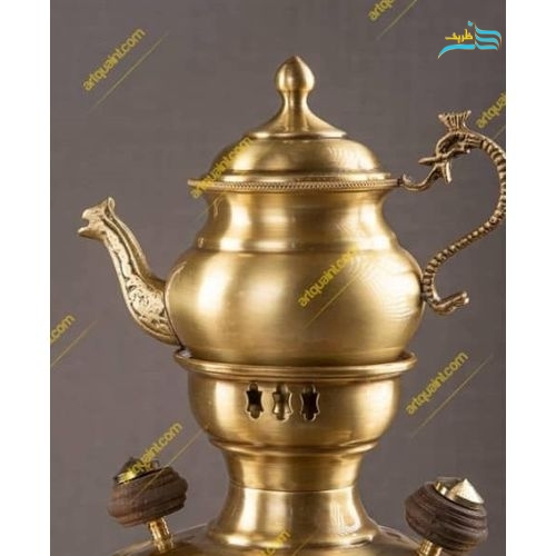 سماور زغالی برنجی 6 لیتری با روکش نانو، رنگ ثابت و ورق ضخیم برنج