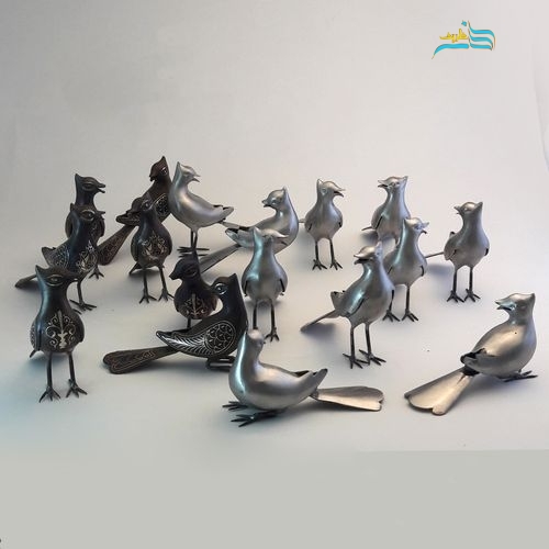 گنجشک کاکلی تمام نقره کوب بسیار ظریف، با ماندگاری بالا و مقاوم در برابر نور- هنرظریف
