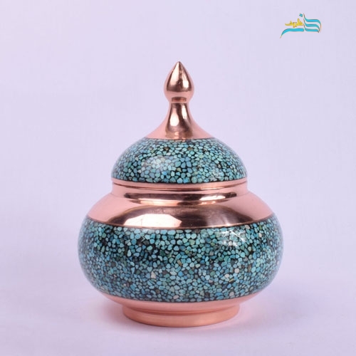 قندان فیروزه کوبی با تلفیق هنر و مس، مناسب برای دکور و پذیرایی