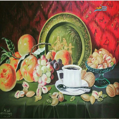 نقاشی میوه با تکنیک رنگ روغن، مناسب سالن پذیرایی و آشپزخانه - هنرظریف